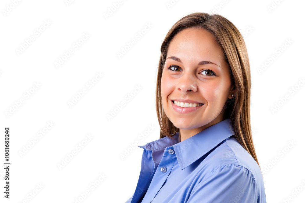 Young businesswoman smiling with folded arms on white background Young businesswoman smiling with folded arms on white background