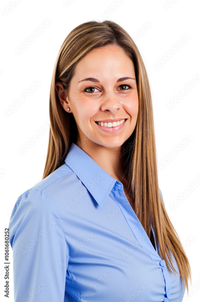 Young businesswoman smiling on white background Young businesswoman smiling on white background