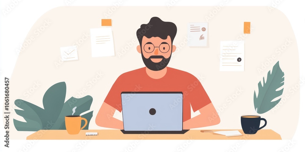An entrepreneur on a video call, presenting ideas using a laptop in a stylish cafe, with coffee and notes scattered around. An entrepreneur on a video call, presenting ideas using a laptop in a stylish cafe, with coffee and notes scattered around.
