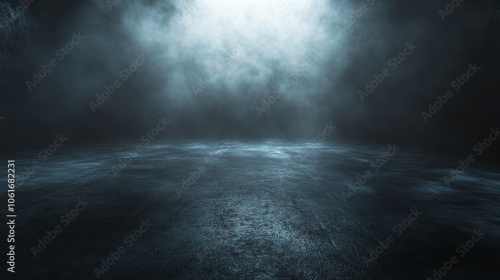 A dark, empty room with a foggy atmosphere A dark, empty room with a foggy atmosphere