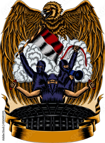football hooligans and eagle t-shirt design