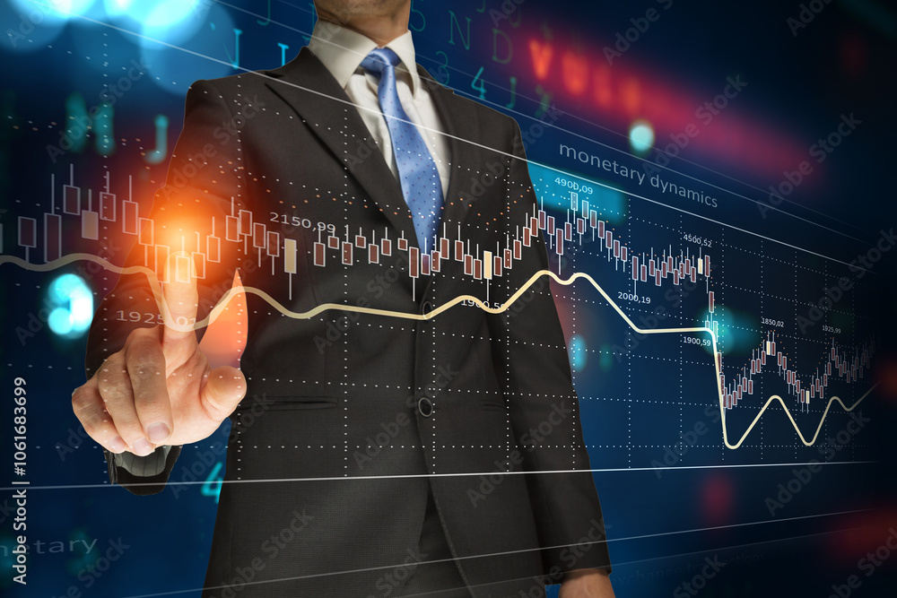 Business graph and trade monitor Business graph and trade monitor