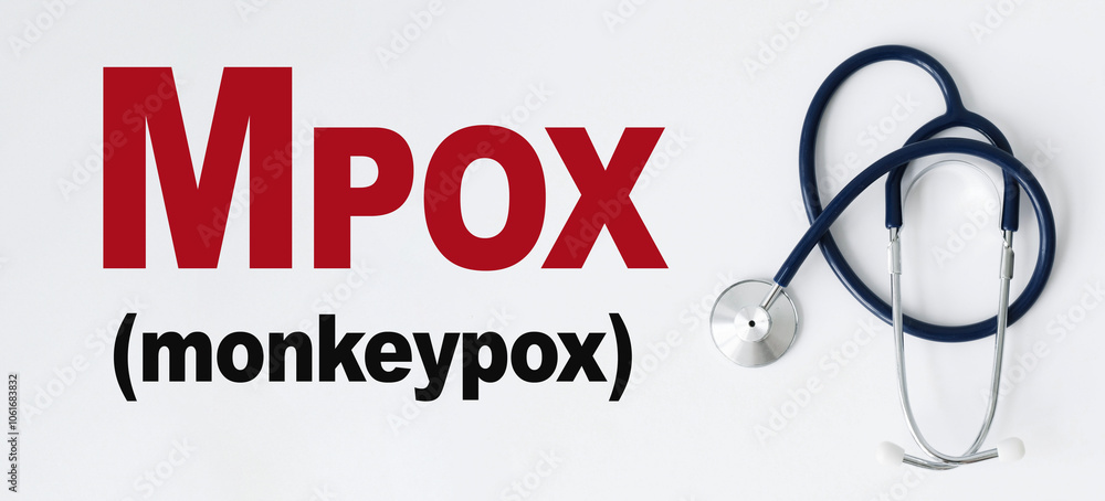 Medical supplies on a blue background. Mpox infection concept Medical supplies on a blue background. Mpox infection concept