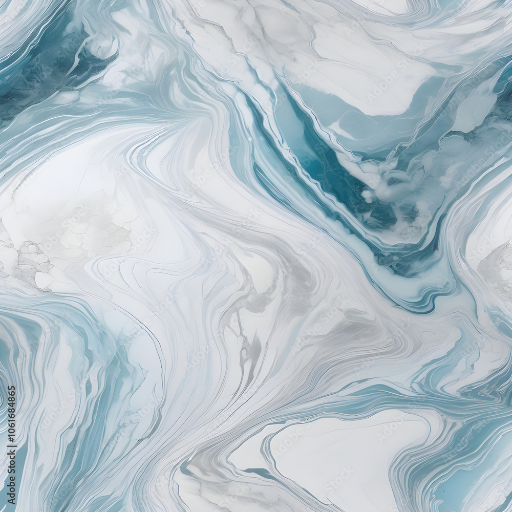 Fototapeta premium Natural marble pattern uses white and blue colors, emphasizing light and delicate lines, giving a sense of calm and coolness.