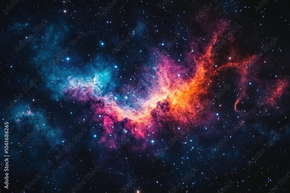 Cosmic Nebula with Stars and Gaseous Clouds Cosmic Nebula with Stars and Gaseous Clouds