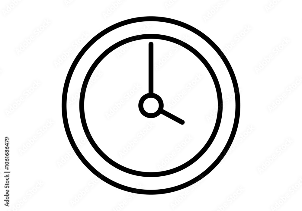 Icono negro de reloj analógico en fondo blanco Icono negro de reloj analógico en fondo blanco