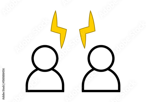 Icono negro de perfil de usuario con rayos representando enfado