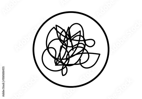 Icono negro de círculo con garabato de confusión mental