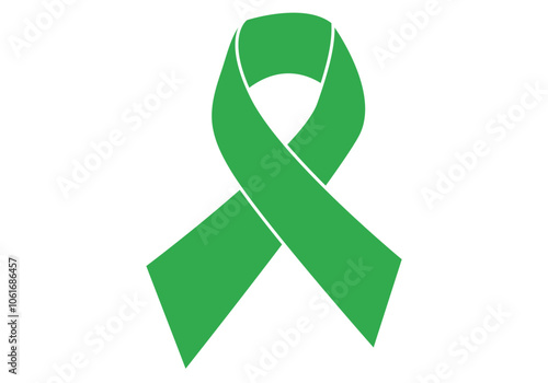 Lazo verde por la salud mental en fondo blanco
