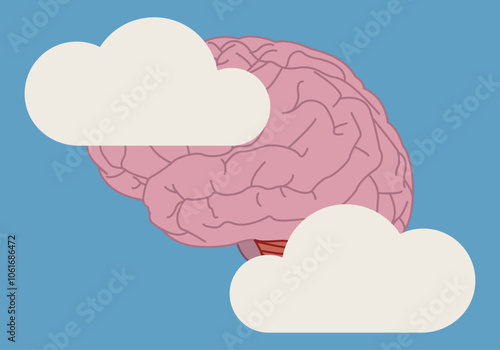 Cerebro entre nubes representando mente nublada