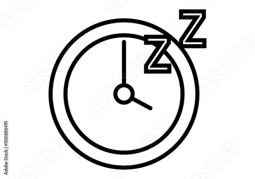 Icono negro de reloj con zzz representando hora de dormir