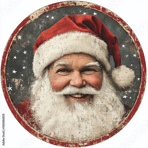 Nostalgic Santa Claus Illustration for Holiday Decor photo