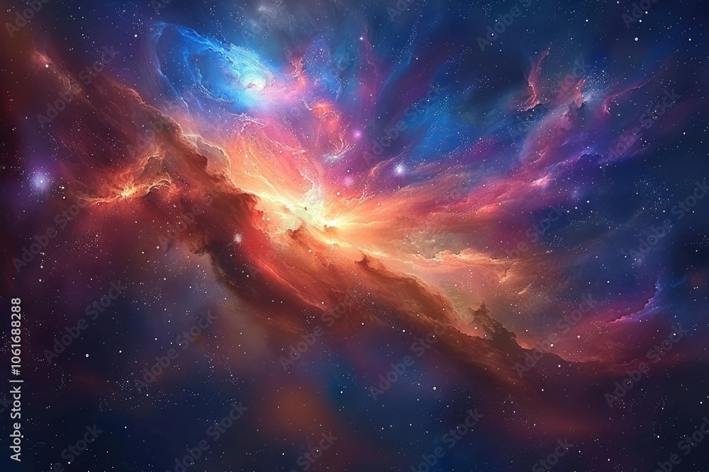 A Vibrant Nebula with Swirling Clouds of Gas and Dust A Vibrant Nebula with Swirling Clouds of Gas and Dust