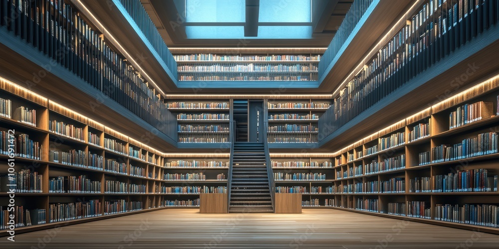 Fototapeta premium An innovative knowledge library featuring AI-enhanced search tools for quick access to resources.