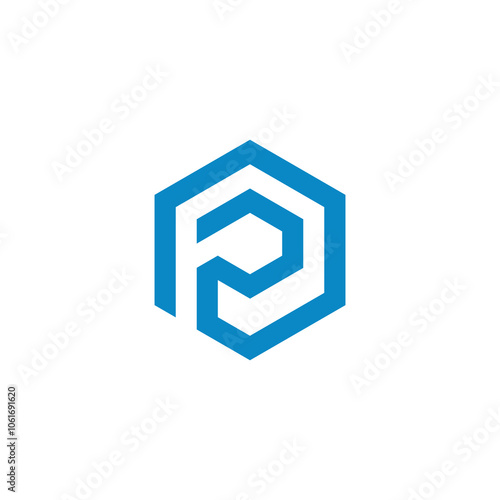 Hexagon Letter P Logo design vector template