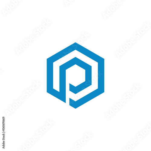 Hexagon Letter P Logo design vector template