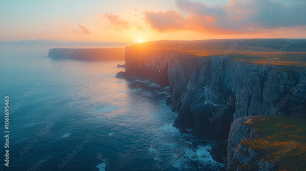 Dramatic Sunset Over Rugged Cliffs and Ocean Dramatic Sunset Over Rugged Cliffs and Ocean