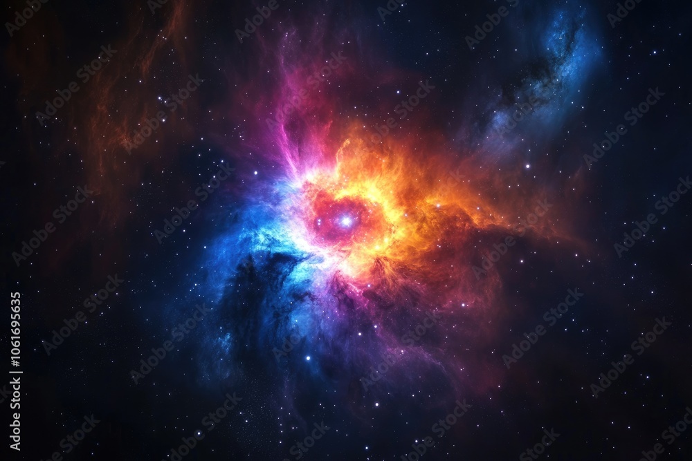 Cosmic Nebula with Vibrant Colors and Starry Background Cosmic Nebula with Vibrant Colors and Starry Background