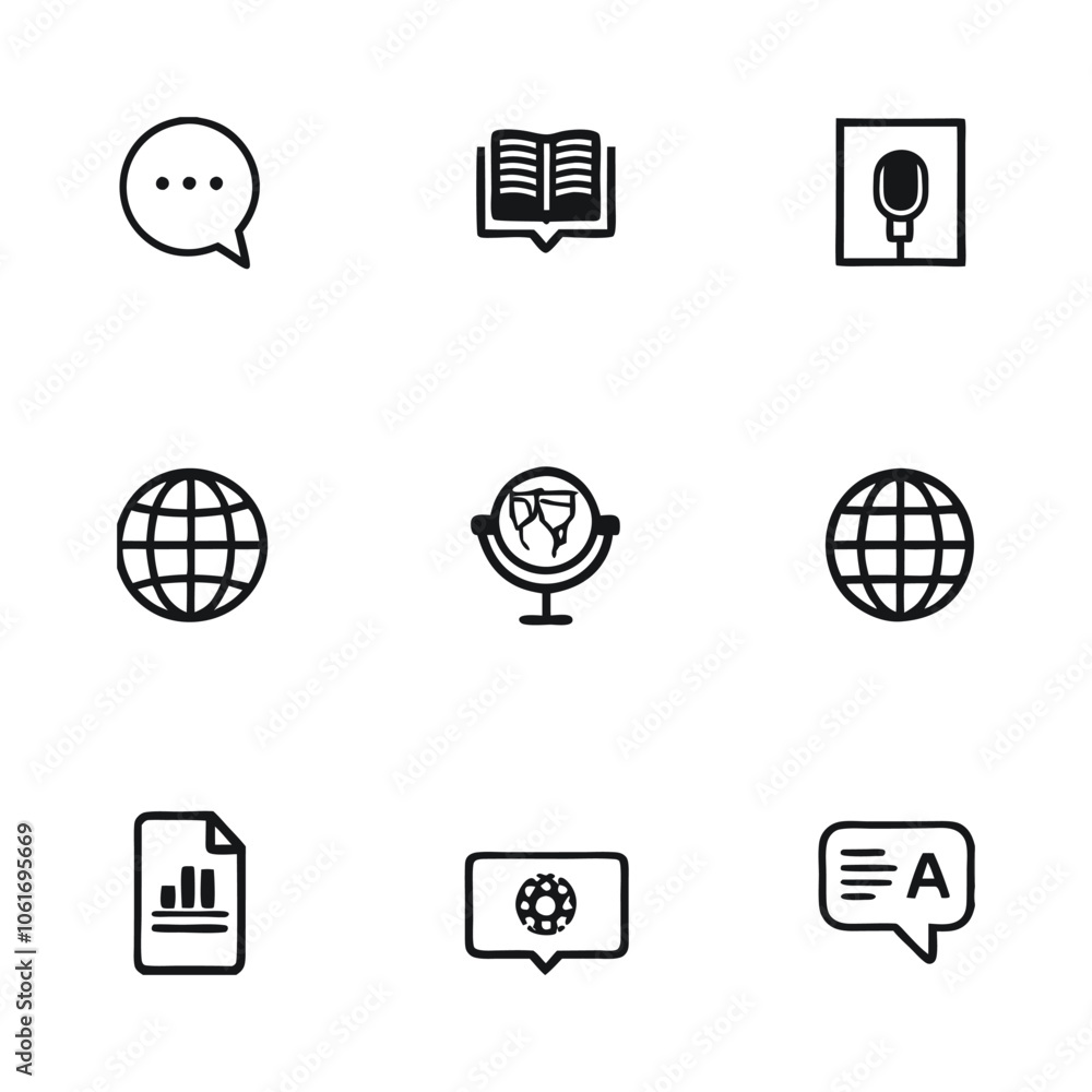 A series of different images of different symbols icon set