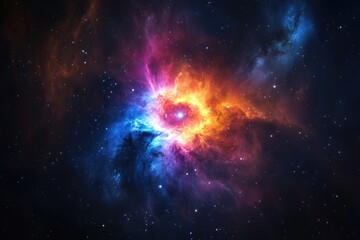 Tableau sur verre  Cosmic Nebula with Vibrant Colors and Starry Background  © boler