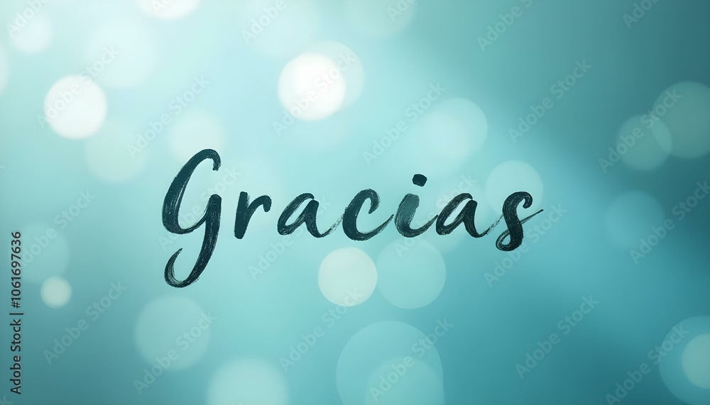 Gracias en Texto Cursiva sobre un Fondo Bokeh Azul con Burbujas Título Elegante Gracias en Texto Cursiva sobre un Fondo Bokeh Azul con Burbujas Título Elegante