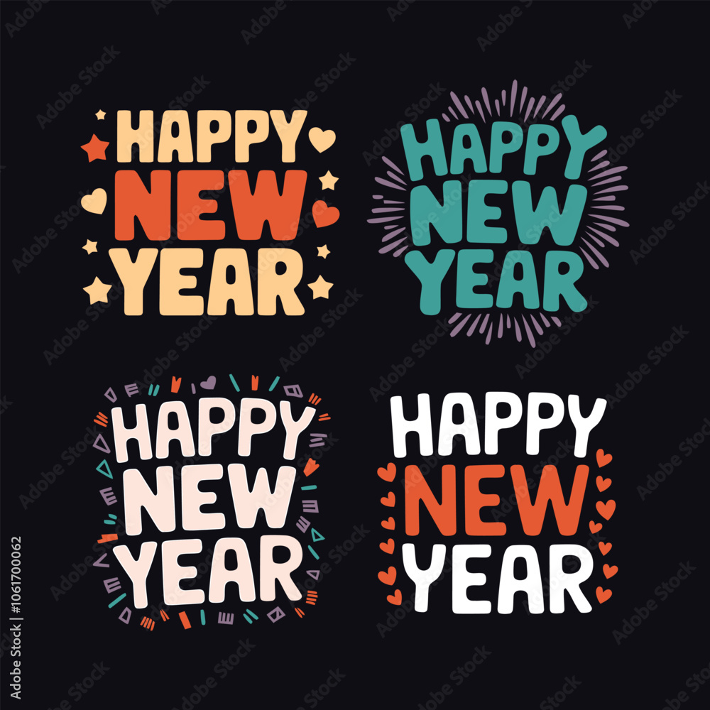 Obraz premium Happy New Year Typography Design