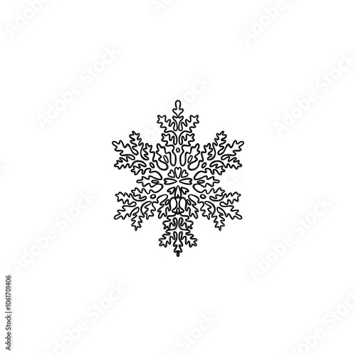 Detailed sketch of a snowflake,new year template