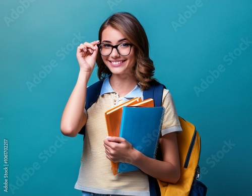 Vuelta al cole, alumno en su primer dia de curso photo