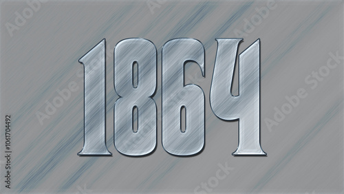 3D Glass effect number design of 1864, glassy background.