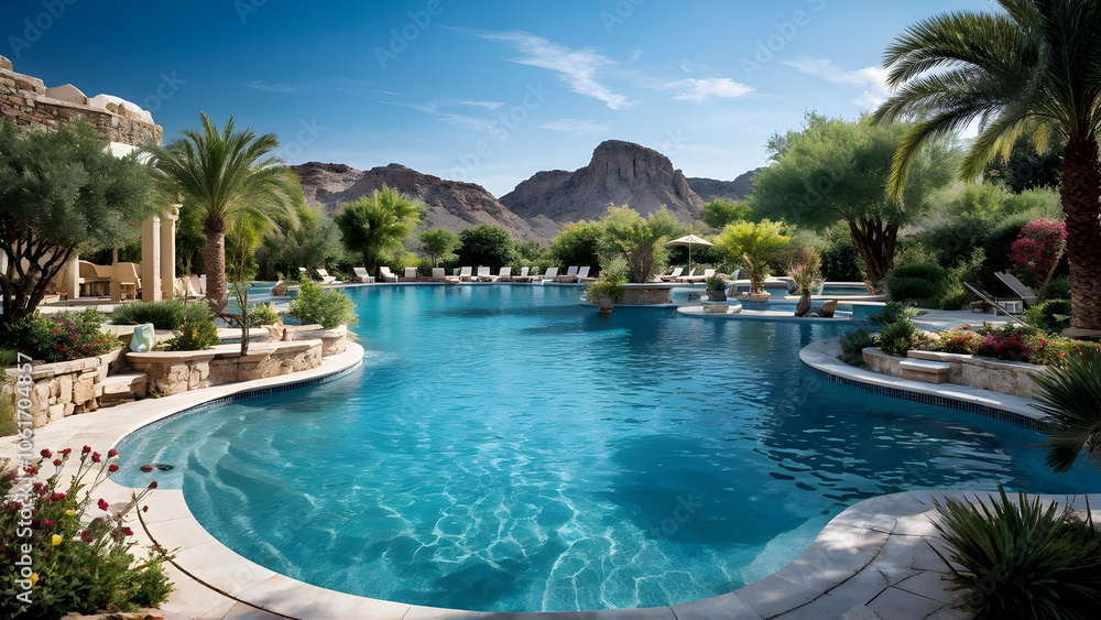 swimming pool in hotel, generative ai swimming pool in hotel, generative ai