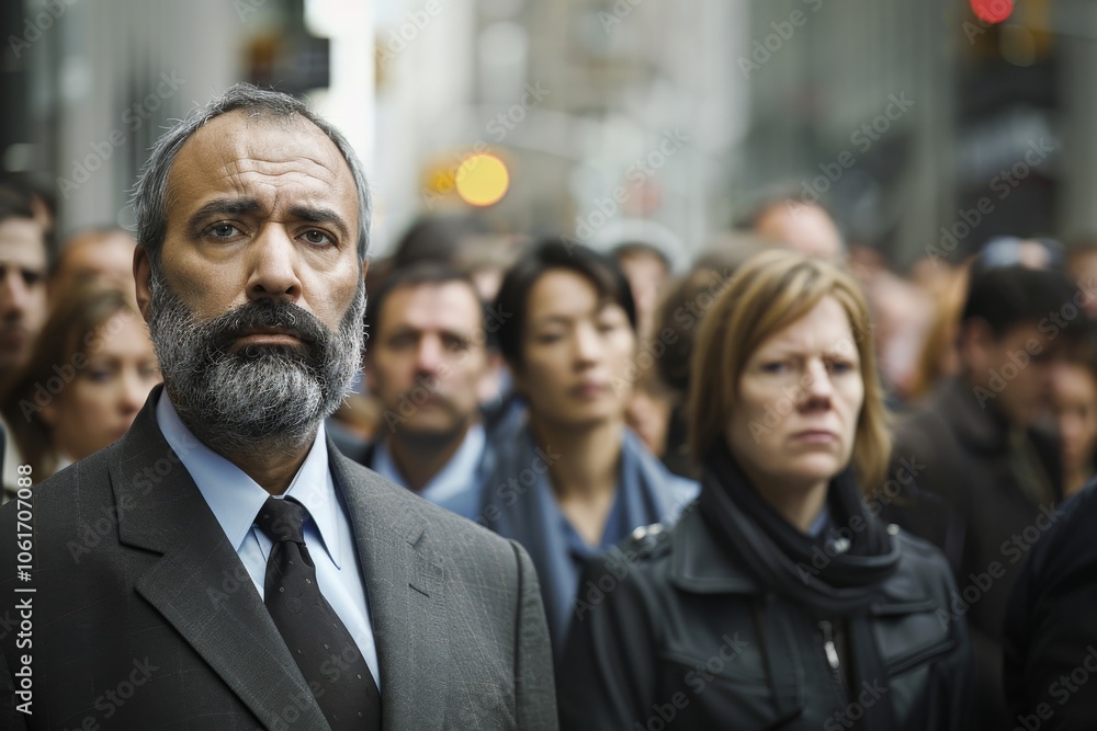 Portrait of a bearded man with a gray beard on the street Portrait of a bearded man with a gray beard on the street