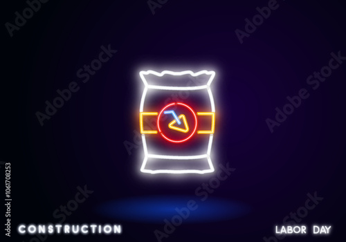 cement bag neon light sign vector. cement bag illustration