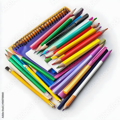 stationery for school and officee highlighted by white, png