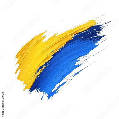 Abstract Blue and Yellow Paint Stroke.