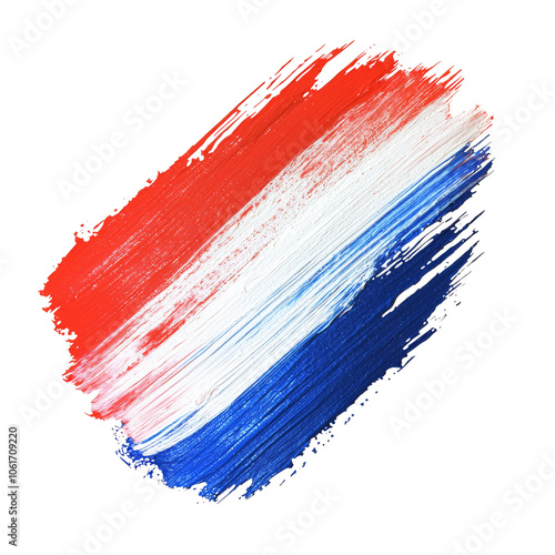 Abstract red white and blue paint stroke.