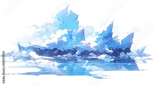 Iceberg, colorful anime style photo