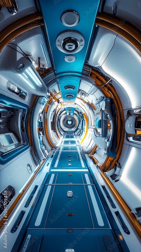 Techno Blue and white futuristic spaceship illustration poster background Techno Blue and white futuristic spaceship illustration poster background