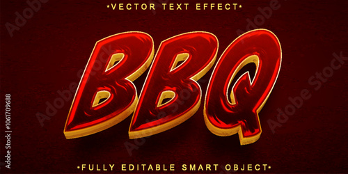 Red Grill BBQ Vector Fully Editable Smart Object Text Effect