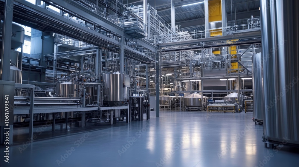 A modern industrial plant using eco-friendly manufacturing processes to create products with a low carbon footprint, demonstrating a commitment to sustainability and environmental responsibility A modern industrial plant using eco-friendly manufacturing processes to create products with a low carbon footprint, demonstrating a commitment to sustainability and environmental responsibility