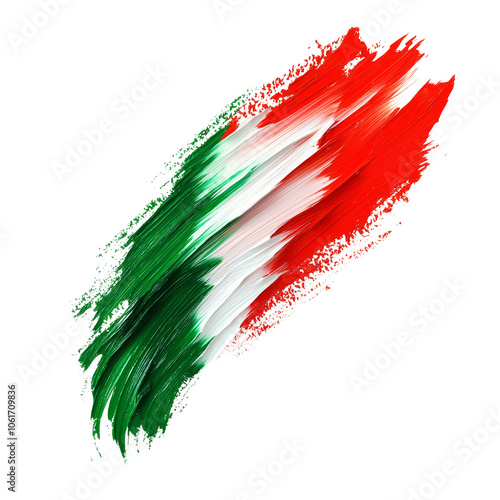 Green, White, and Red Paint Stroke Flag of Italy.