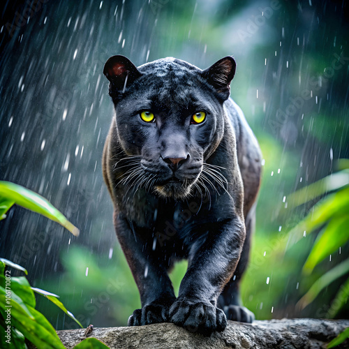 imagine black panther in the rain