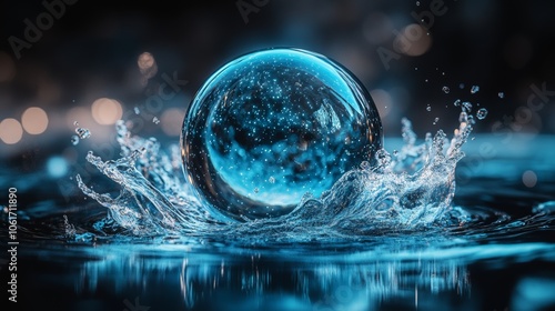 Wallpaper Mural Crystal Ball Water Splash Abstract Blue Background Torontodigital.ca