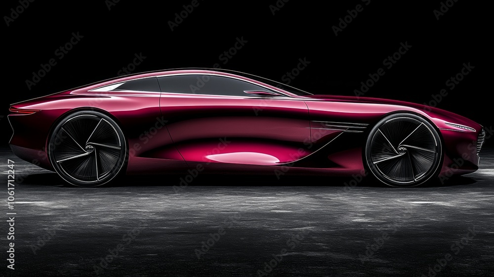 Naklejka premium Sleek Red Sports Car Design Concept Luxury Automotive Photography