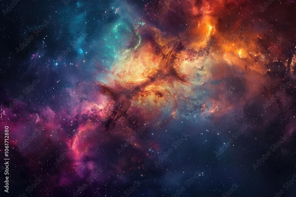 Cosmic Nebula with Stars and Gas Clouds Cosmic Nebula with Stars and Gas Clouds