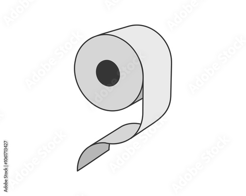 Toilet paper roll or tube icon design, template for wc. Bathroom hygiene icons, kitchen cleaning towel. Blank soft scroll product.