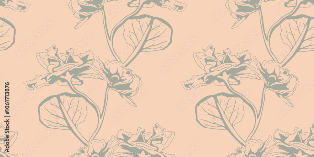 Fototapeta premium Hand drawn floral pattern vector design. Flower drawing simple ornament.