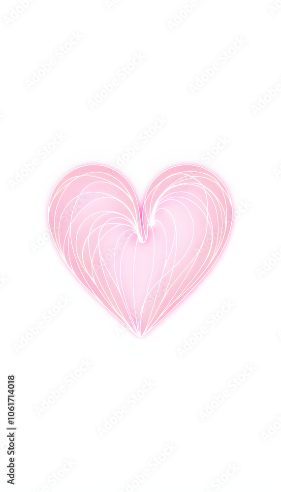 Fototapeta premium Lined heart shape on white illustration isolated with white highlights, png