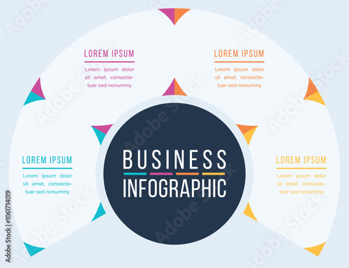 Circle Infographic design 4 steps, objects, elements or options infographic business template