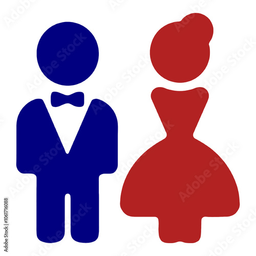 トイレの看板の男女のピクトグラム風イラスト　透過背景の切り抜き