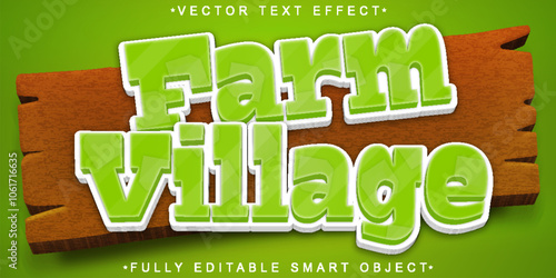 Cartoon Farm Village Vector Fully Editable Smart Object Text Effect